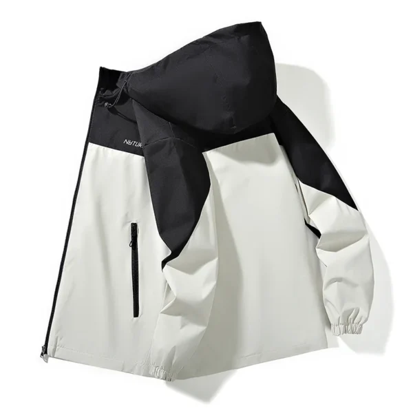 Men's Hooded Jacket New Spring Autumn Casual And Comfortable Windbreaker Outerwear Patchwork Color Outdoor Sports Windproof Coat