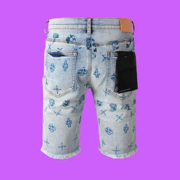 New 2024 Purple roca jeans Men woman Brand vintage burr edges washed denim shorts for men Repair Low Raise Skinny Denim pants - Image 3