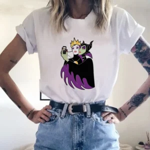 Disney Villains Printing T-Shirt Round Neck Bottoming Shirt Trend Printing Short-sleeved Female Ins Casual Fashion T-shirt