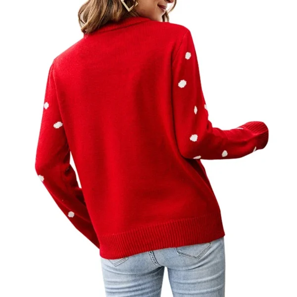 2023 Autumn Winter Women Funny Cute Cartoon Sequins Christmas Party Knitted Sweater Casual O Neck Long Sleeve Loose Tops Jumpers - Image 4