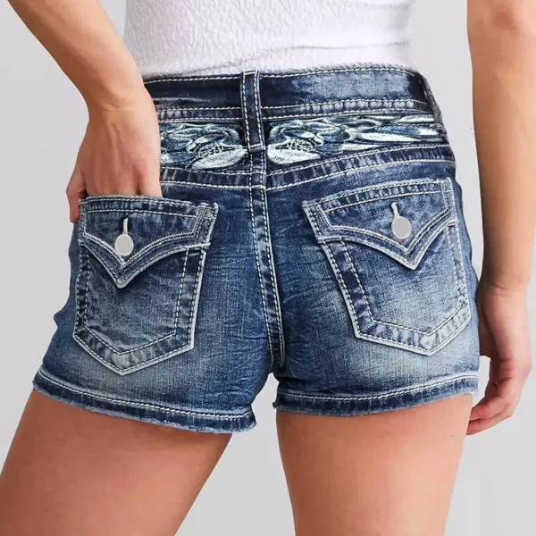 Women'S Casual Denim Shorts High Rise Distressed Rolled Hem Jeans Shorts With Pocket Summer Women Shorts Athletic Sexy - Image 2