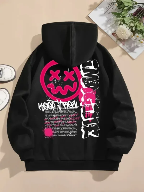 New Sweatshirt Funny Face Printed Women Fashion Casual Wear Women's Hoodies Y2K Vacation Women Autumn/Winter High Street Hoodie - Image 4
