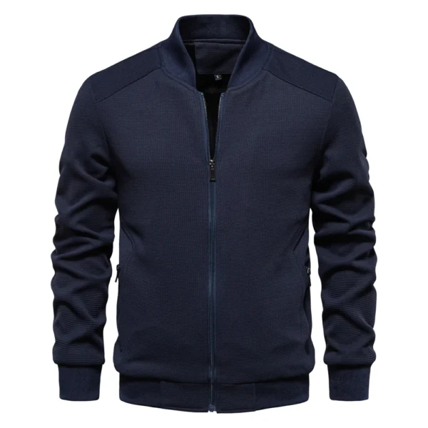 AIOPESON Mens Waffle Fleece Lined Bomber Jacket Autumn Winter Warm Casual Zipper Pocket Outwear Jackets and Coats for Men - Image 4