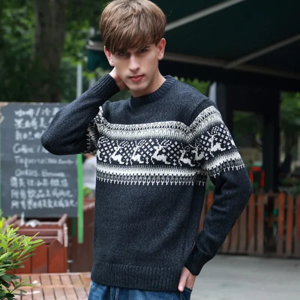 Winter Men's Wool Pullover Christmas Sweater Multicolor Cowl Neck Sweater Men Clothing Cashmere Sweaters Pull Homme AF7721 - Image 3