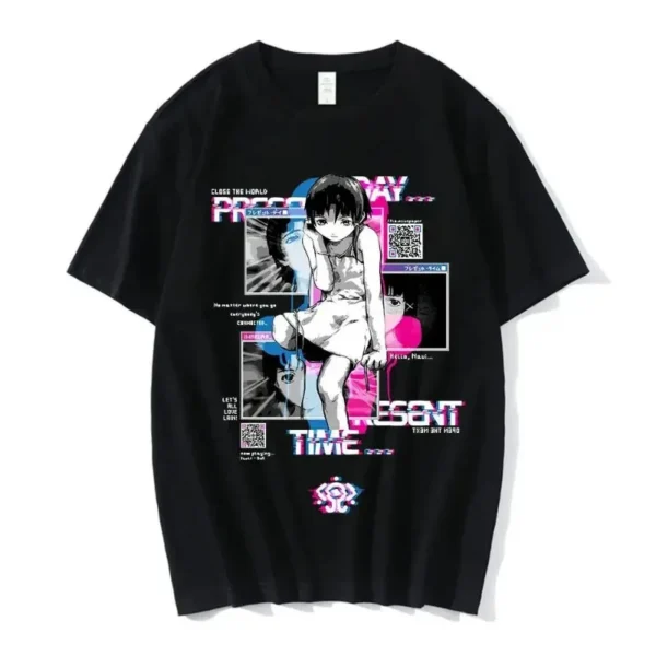 Anime Series Experiment Lane Pattern Fashion Printed T-Shirt Girls Cotton Sci-Fi Short Sleeve Fashion Plus Size T-Shirt Women's - Image 3