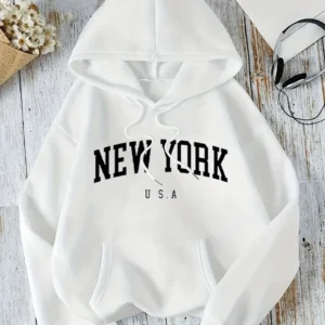 2024 New York City Printed Women's Sportswear Pocket Street Hoodie Simple Sportswear Soft Casual Women's Hoodie