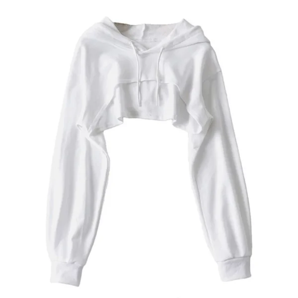 Women Irregular Crop Hoodie Korean Loose Drawstring Long Sleeve Female Hoodie Spring Autumn New Casual Ladies Sweatshirts - Image 5