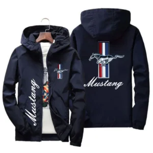 Spring and Autumn Ford Mustang Car Logo Print Hooded Jacket Fashion Charge Men's Wind Outdoor Casual Wear