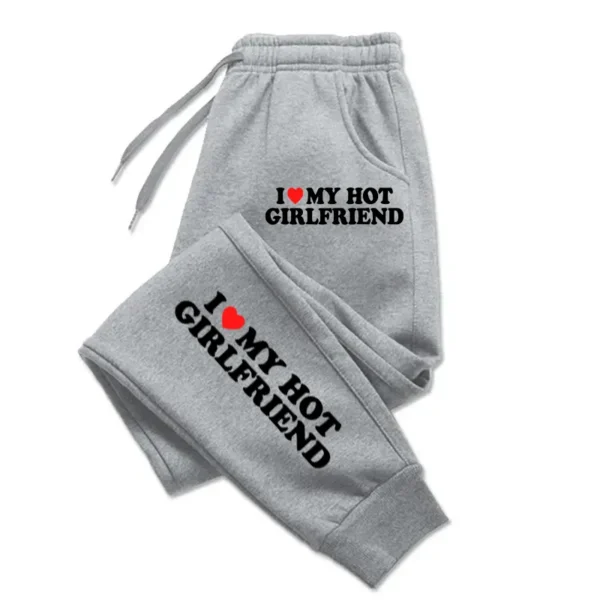 I Love My Hot Girlfriend Printed Women Sweatpant Trendy Street Trousers Drawstring Pocket Trousers Warm Pocket Trousers - Image 4