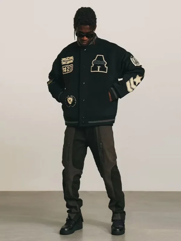 Y2k Street Letter Embroidery Bomber Jacket For Male Hip Pop Single Breasted Baseball Jacket 2024 Autumn Harajuku Unisex Coat - Image 5