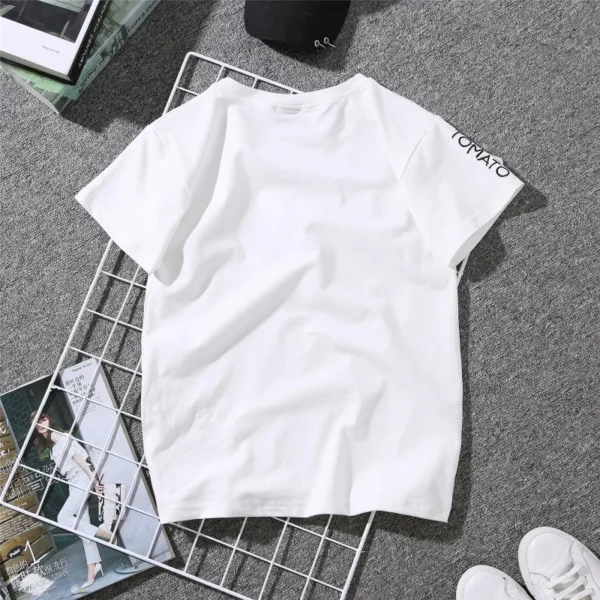 Fashion Harajuku Summer Heart Print T-Shirt for Women Black White Tops Tshirt Ladies Basic T Shirts Love Embroidery Female Tee - Image 5
