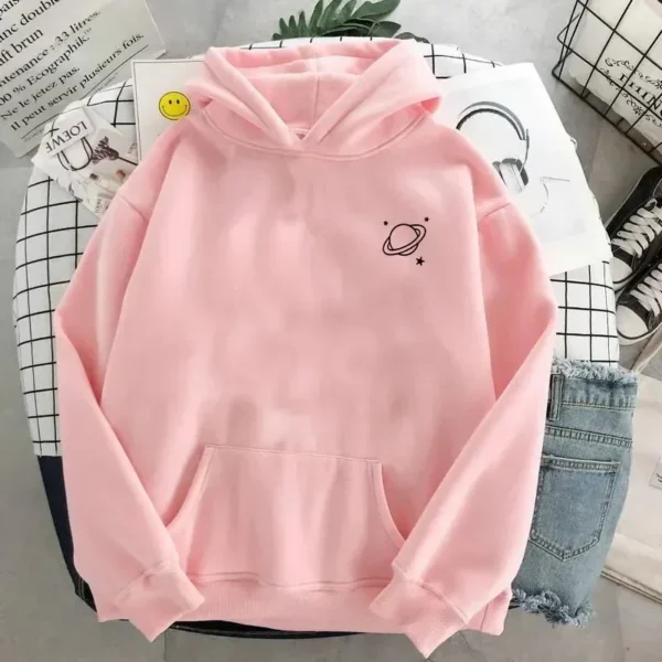Trend Women's Hoodie Pullover Sweatshirt Fall Cotton Hoodie Men's Saturn Print Winter Plus Size Clothing Sweater Women's Top - Image 5