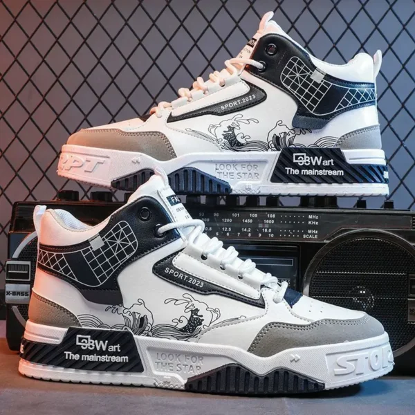 Men's High-Top Sneakers Outdoor Casual Shoes Designer Platform Running Shoes for Men Lace Up Vulcanized Shoes Zapatillas Hombre - Image 2