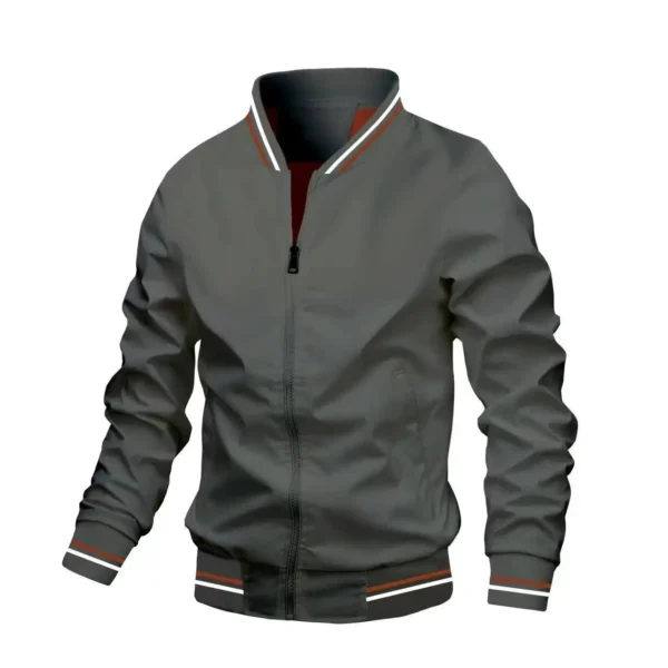 2024 New Autumn and Winter Men's Stand Collar Casual Zipper Jacket Outdoor Sports Coat Windbreaker Jacket for Men Waterproof - Image 5