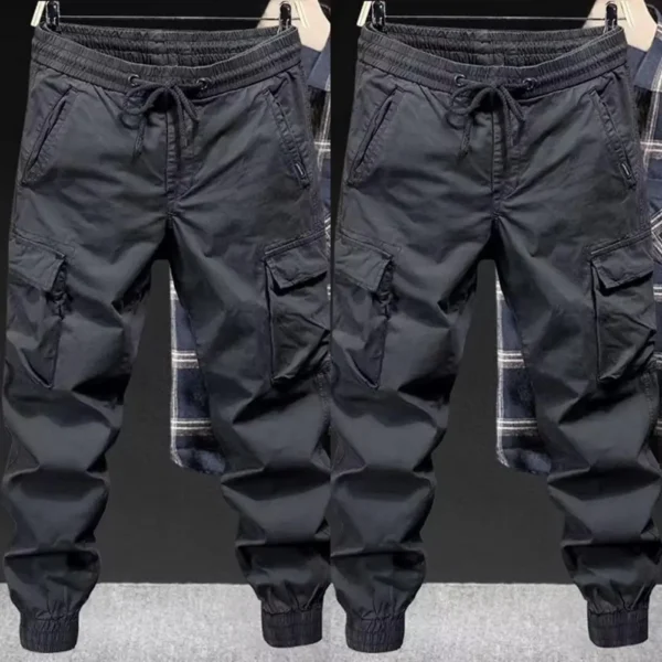Elastic Waistband Pants Streetwear Pants Men's Drawstring Cargo Pants with Elastic Waist Multi Pockets Ankle-banded for Daily - Image 4