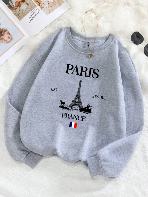 Fashion Womens Hoodie Paris France Eiffel Tower Printing Sweatshirt Warm Fleece Comfortable Pullovers Autumn Female Streetwear - Image 5