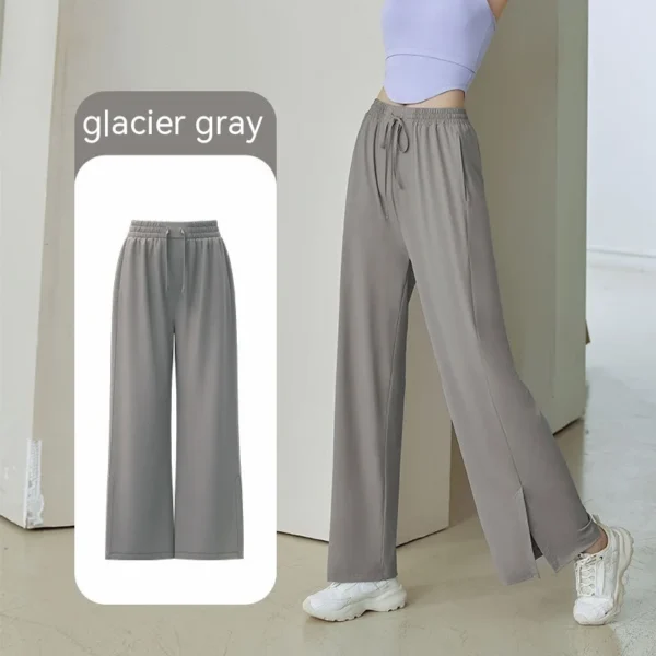 Summer Ice Feeling Casual UV Protection Draped Slim Quick Dry Sweatpants Breathable Thin Section Open Wide Leg Sun Pants - Image 5