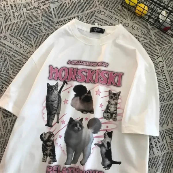 Summer Women Letter Printing Oversized Short Sleeve cotton T-shirt Man Hip Hop Short Sleeve Streetwear Vintage Clothes Loose Tee - Image 2
