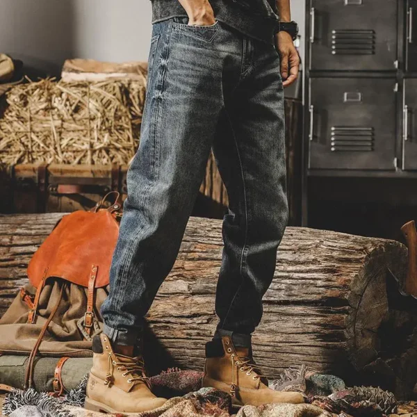 Men's Trendy American Classic Retro Streetwear Y2K Harem Denim Pants Autumn Casual Loose Straight Cargo Jeans Pantalones Hombre - Image 4