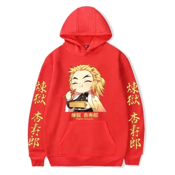 Japan Anime Demon Slayer Kawaii Rengoku Kyoujurou Graphic Print Men Women Autumn Winter Harajuku Sweatshirt Plus Size Hoodie - Image 5