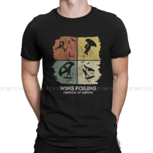 Wing Foiling Retro Vintage Newest TShirts Skysurfing Sky Surfing Extreme Sports Men Style Fabric Tops T Shirt O Neck 