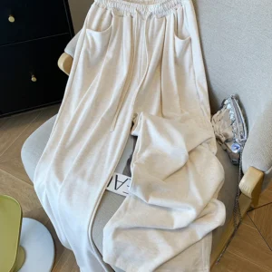 Wide Leg Pants Women Autumn Glutinous Rice Pants Loose Lazy Casual High Waist Trousers Korean Streetwear Straight Pants