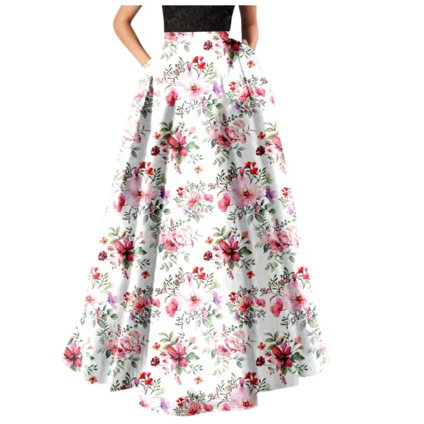 Women'S Elegant Dresses Outfits Women Bohemian Floral Print Maxi Skirt High Waist Pocket Party Beach Long Skirt Ropa Para Mujer - Image 2