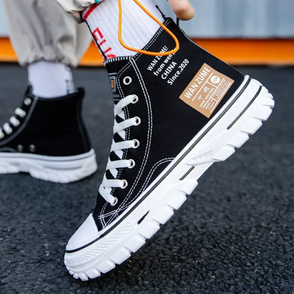 Men's Canvas Shoes High Top Male Sneaker Lace Up Casual Breathable Flat Ankle Boots Comfortable Sport for Men official-website44 - Image 4