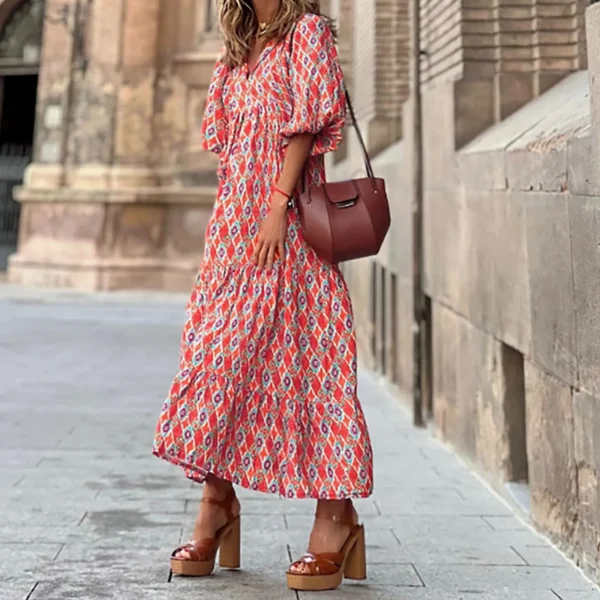 Women Casual Loose Round Neck Floral Dress Short Sleeve Maxi Day Dresses for Women plus Size Flare Dress Cocktail Dress plus - Image 3