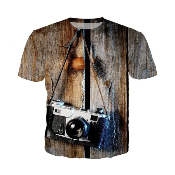 Fashion Slr Cameras Pattern T-Shirt Summer Casual Short Sleeve O Neck 3D Printed T Shirt Mens Street Trend Oversized Tees Tops - Image 4