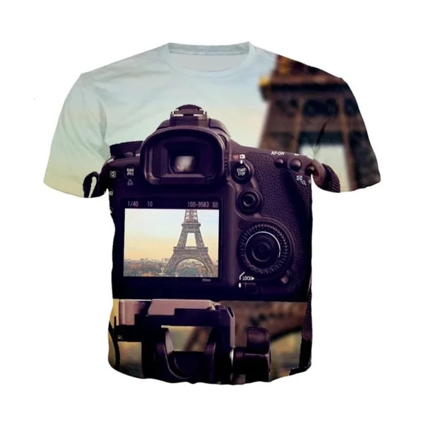 Fashion Slr Cameras Pattern T-Shirt Summer Casual Short Sleeve O Neck 3D Printed T Shirt Mens Street Trend Oversized Tees Tops - Image 5