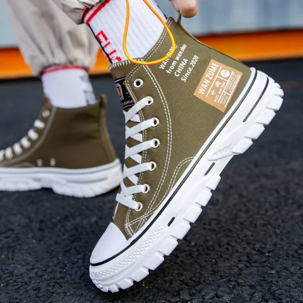 Men's Canvas Shoes High Top Male Sneaker Lace Up Casual Breathable Flat Ankle Boots Comfortable Sport for Men official-website44 - Image 6