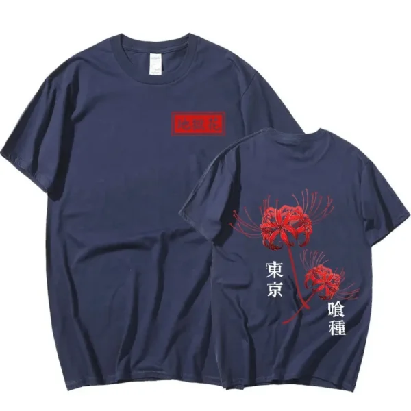 Japanese Anime Tokyo Ghoul Spider Lily T-shirt Oversized Streetwear Couples Tees Men Women Cool Kanekiken Graphic Print T-shirts - Image 3