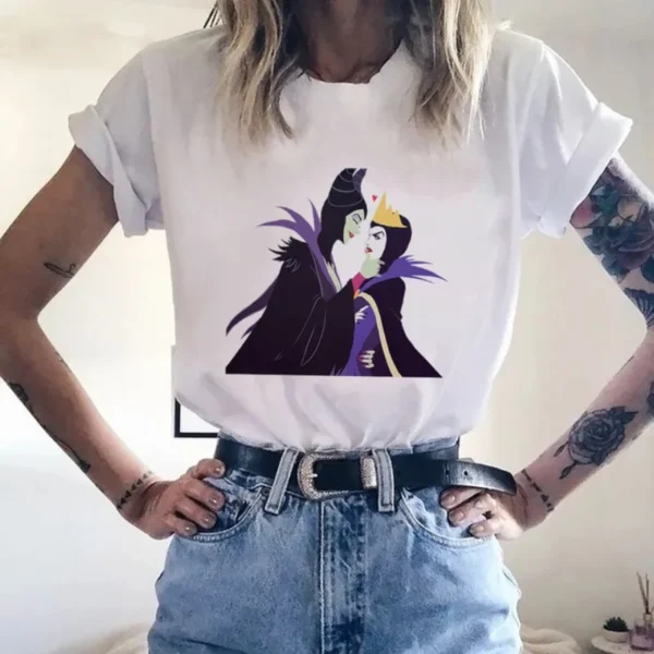 Disney Villains Printing T-Shirt Round Neck Bottoming Shirt Trend Printing Short-sleeved Female Ins Casual Fashion T-shirt - Image 3