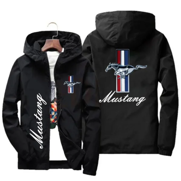 Spring and Autumn Ford Mustang Car Logo Print Hooded Jacket Fashion Charge Men's Wind Outdoor Casual Wear - Image 3