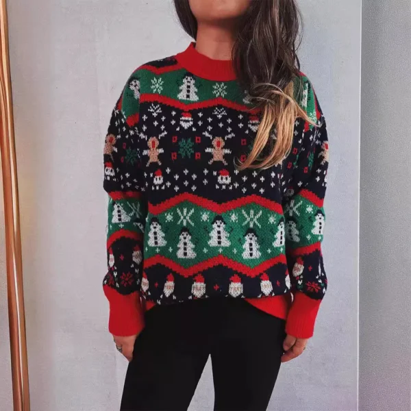 OMCHION Sueter Feminino 2024 Korean New New Christmas New Year Jacquard Acrylic Knitwear Sweater Women Oversized Pullover - Image 3