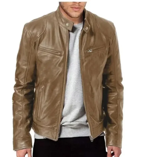 Mens Motorcycle Leather Jacket Slim Fit Short-Coat Lapel PU Jackets Autumn New Zipper Stand Windproof Leather Coat Mens Clothing - Image 6