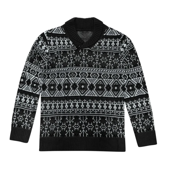 2023 Autumn Winter Loose Christmas Sweater Men New Style Snowflakes Fashion Black White Pullovers Male O-Neck Sweaters Top - Image 6