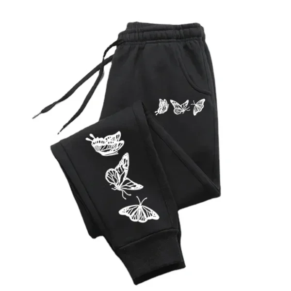 Womens Mens Couple Sweatpant Three Butterflies Printed Sportswear Warm Gym Baggy Pocket Drawstring Pants Jogger Sports Clothes - Image 4