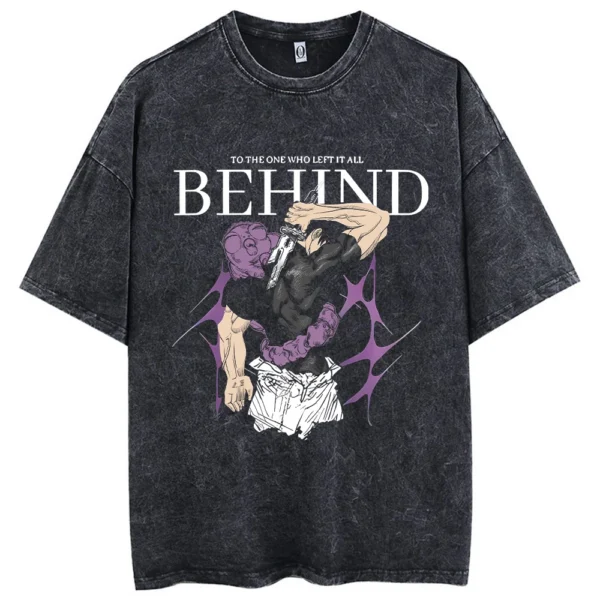 Men Streetwear Washed Acid Oversized T Shirt Japanese Anime Retro Worn Graphic Print T-Shirt Summer Cotton Short Sleeve Tees - Image 3