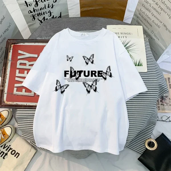 Oversized T Shirt Men Harajuku Butterfly Letter Print Short Sleeve Tee Shirt Tops T Shirt Women Clothes Men's T Shirts - Image 5