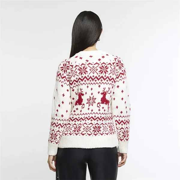 Lamuusaa Christmas Sweater Women Classic Reindeer Snowflake Print Long Sleeve Round Neck Knit Jumper Warm Tops Winter Streetwear - Image 2