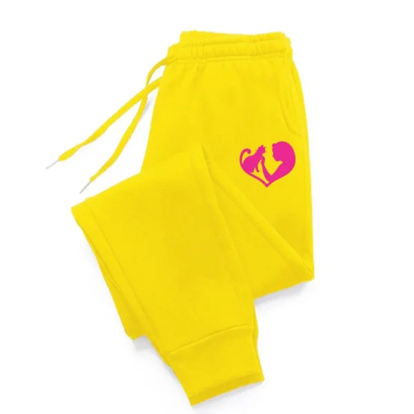 Girl Caresses Cat Printed Sweatpant Sport Fashion Women'S Pants Street Soft Women'S Pant Trendy Street Woman Pant - Image 4