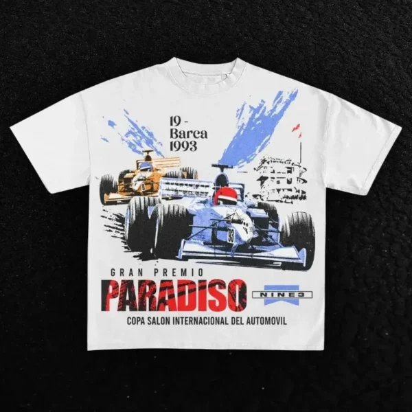 Y2K Retro T Shirt Racing Car Printed Pattern Streetwear Men 90S Poster Design Trendy Harajuku Casual Oversized Short Sleeve Tops - Image 4