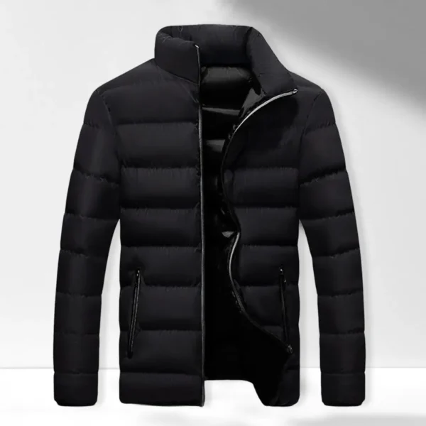 Men's down jacket standing collar long sleeved coatloose thick zippered pocket jacketstreet wear autumn and winter - Image 4