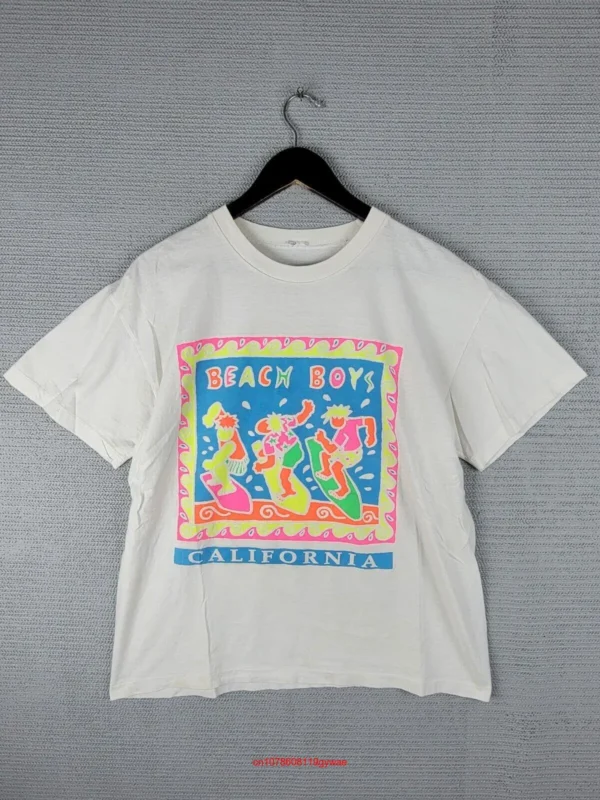 Beach Boys T shirt size large California neon surfing style rare colorful vtg long or short sleeves