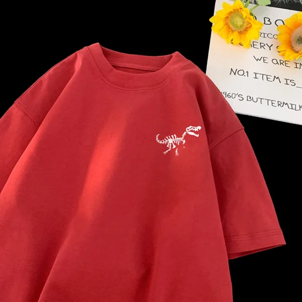 Hip Hop Streetwear T Shirt Trendy cartoon dinosaur pattern Print Tshirt Summer Mens Short Sleeve Cotton Oversized T-Shirt - Image 4
