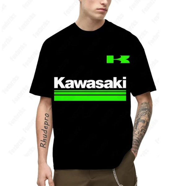 2024 Summer All-match Kawasakis Motorcycle Short-sleeved T Shirt For Men And Women Racing Fans T-shirt Cycling Half-sleeved