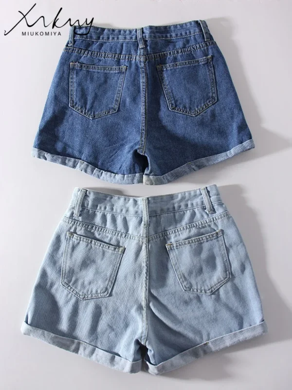Summer Shorts For Women Casual Denim 2024 Solid Blue Short Jean Shorts Women Sexy Straight Women's Denim Shorts High Waisted - Image 5