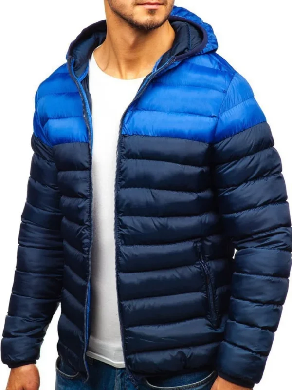 Winter Men Jacket Hoodies Coat Casual Parkas Male Two Color Patchwork Men's Winter Jackets - Image 4